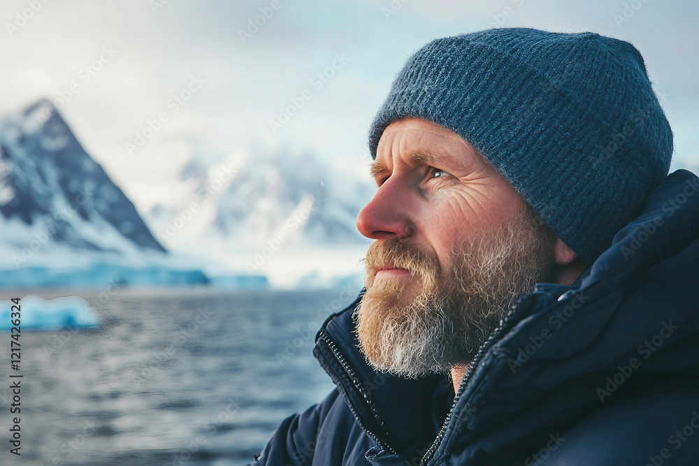 A male scientist examining ice cores in a snowy arctic environment generated with AI image A male scientist examining ice cores in a snowy arctic environment generated with AI image