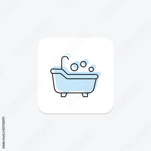 Bath Tub color shadow thinline icon, vector, pixel perfect, illustrator file