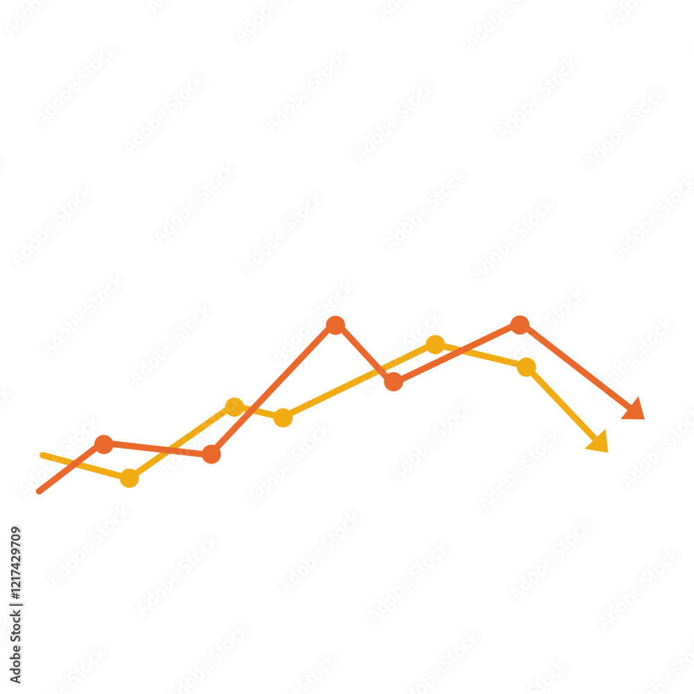Data analysis graph. Multicolored line chart. Data analysis graph. Multicolored line chart.