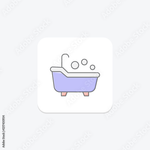 Bath Tub lineal color icon, vector, pixel perfect, illustrator file