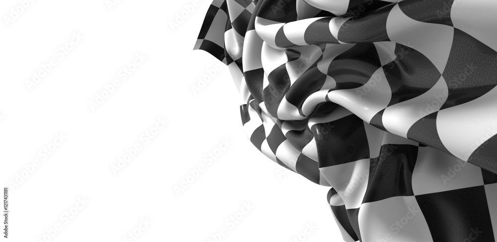 Obraz premium The checkered flag waves signaling the finish line