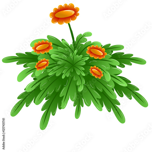 flower vector design illustration with green leaves. grass and flowering shrubs plant vector design. flower bush and grass icon