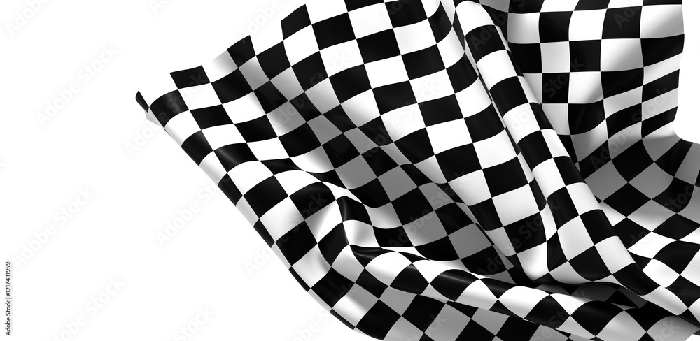 The checkered flag waves signaling the finish line The checkered flag waves signaling the finish line