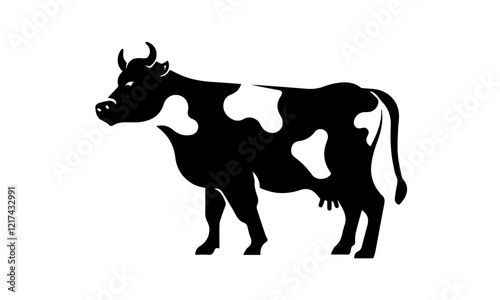 Cow Silhouette Stencil Art, black and white cow, silhouette of a cow photo