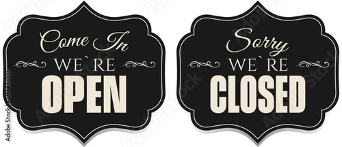 Open and Closed signs. Vector illustration.