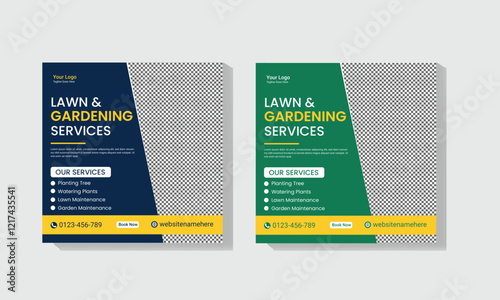 Lawn garden or landscaping care service social media post template