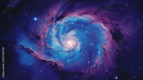 A stunning spiral galaxy filled with vibrant shades of blue and purple, showcasing the wonders of the cosmos and its mesmerizing star formations.