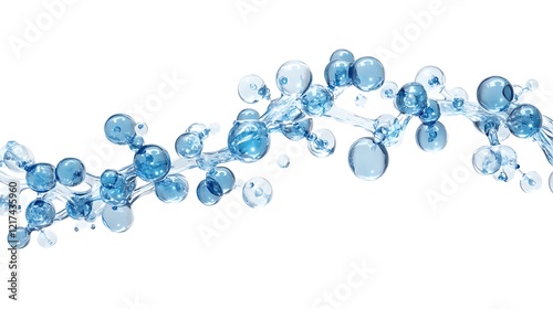 Hydrating skincare elements flowing in a blue background abstract art calm environment close-up view