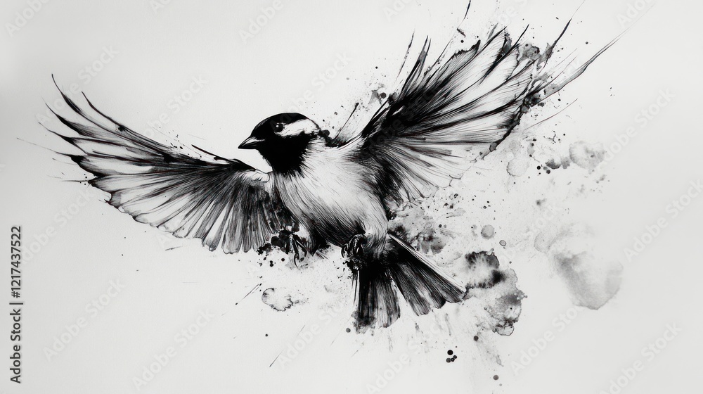 Obraz premium A Bird in Flight: An Abstract Monochromatic Artwork