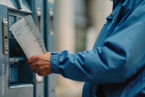 Mail Carrier Delivering Absentee Ballots for Secure Voting Process photo