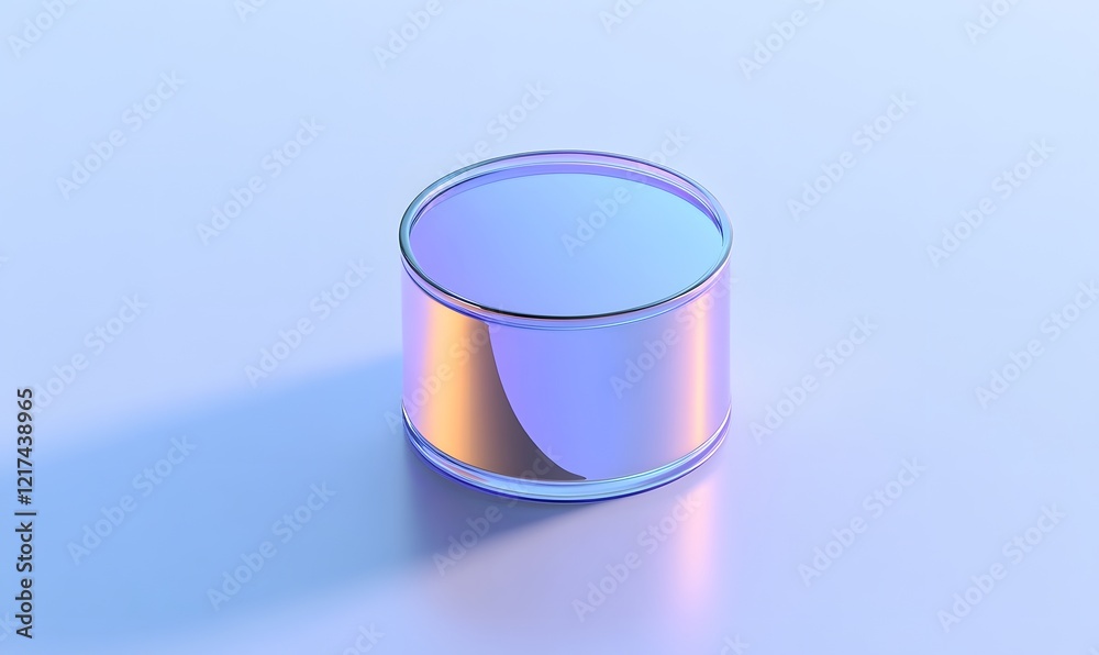 Iridescent cylinder, pastel backdrop, product display, studio Iridescent cylinder, pastel backdrop, product display, studio