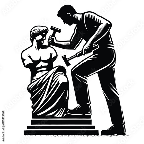 Sculptor Chiseling Statue
