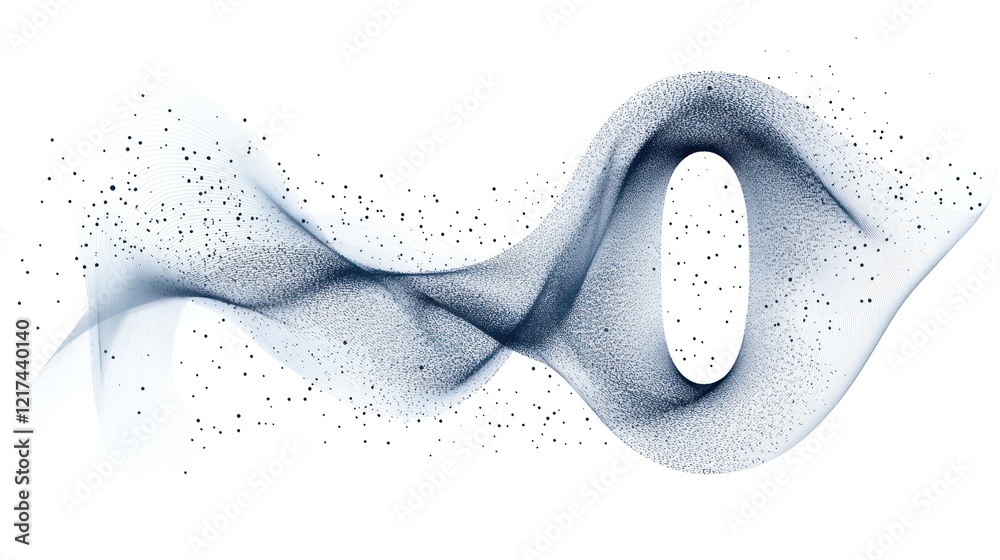 Obraz premium Abstract number zero formed by flowing particles.