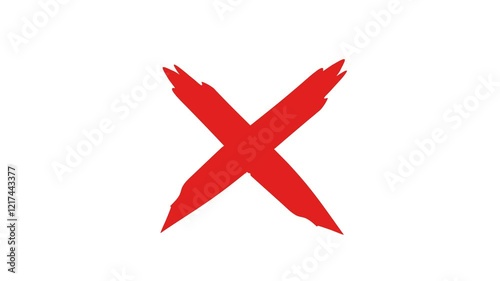 Red cross mark symbol appear and blink animation. Red Cross Mark Brush Stroke. Ban sign forbidden prohibited animation.