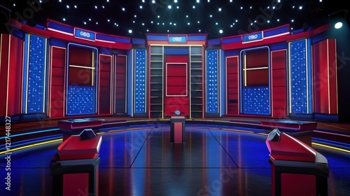 The Spectacular 'Jeopardy!' Game Show Set Design: A 3D Render of the Iconic Stage