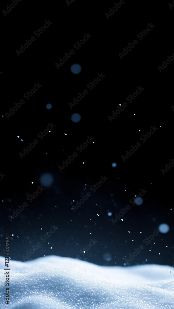 Naklejka premium Isolated background, some Snowflakes floating in the air, black background