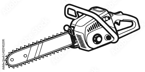 chainsaw logo, black outline, vector graphic, transparent background
