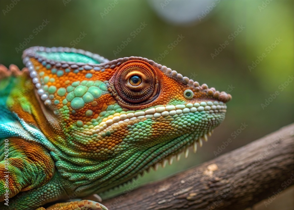Obraz premium Chameleon Close Up Eye Portrait Exotic Reptile Macro Photography