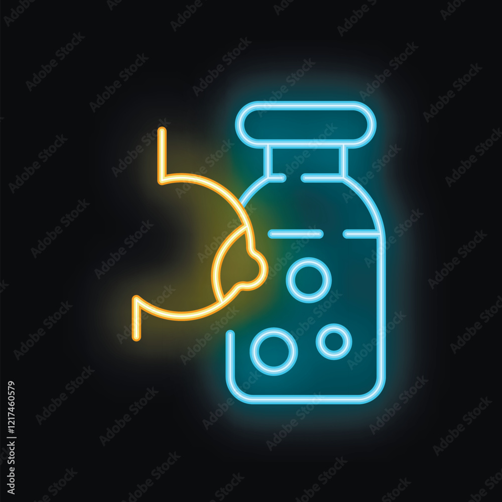 Neon sign of a lemon being squeezed into a glass jar, perfect for a juice bar or restaurant Neon sign of a lemon being squeezed into a glass jar, perfect for a juice bar or restaurant