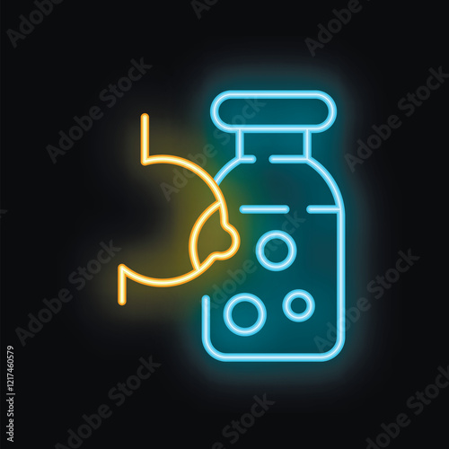 Neon sign of a lemon being squeezed into a glass jar, perfect for a juice bar or restaurant