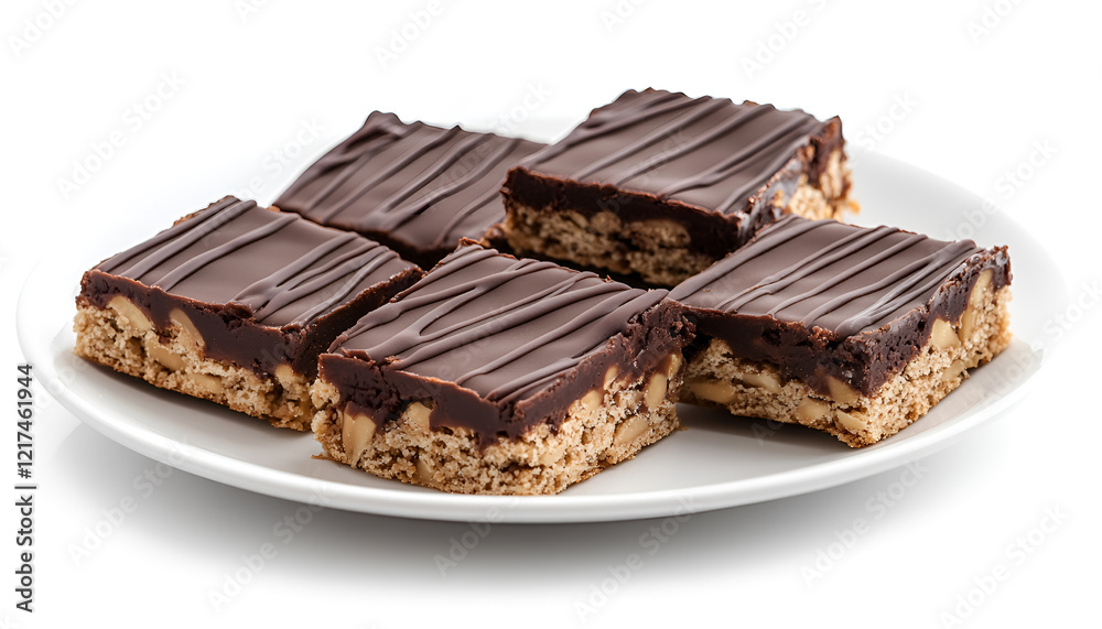 Plate with tasty peanut bars (kozinaki) isolated on white Plate with tasty peanut bars (kozinaki) isolated on white