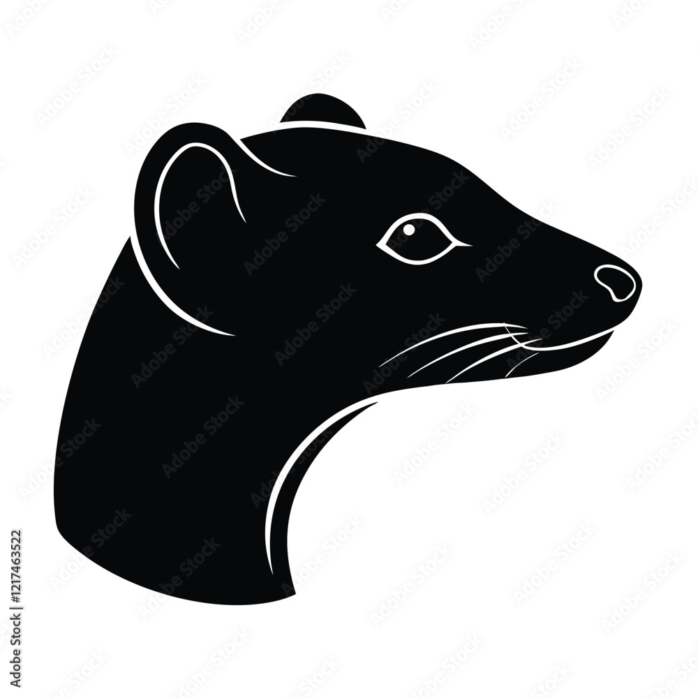 Obraz premium Mongoose Head Silhouette Vector Art Illustration and Black Mongoose Head Design