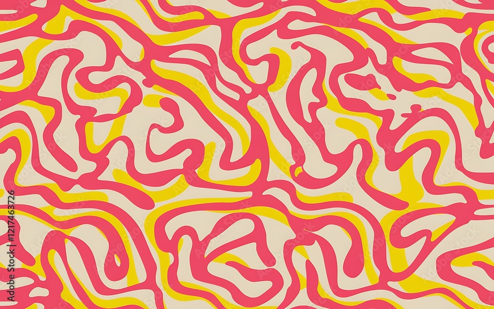 Abstract Seamless Pattern with Organic Wavy Lines in Vibrant Colors Abstract Seamless Pattern with Organic Wavy Lines in Vibrant Colors