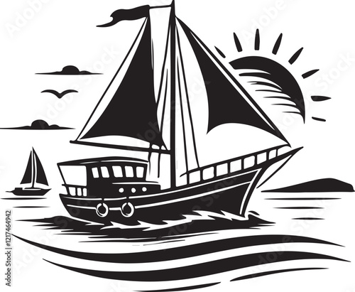 boat icon  design withy victor style .