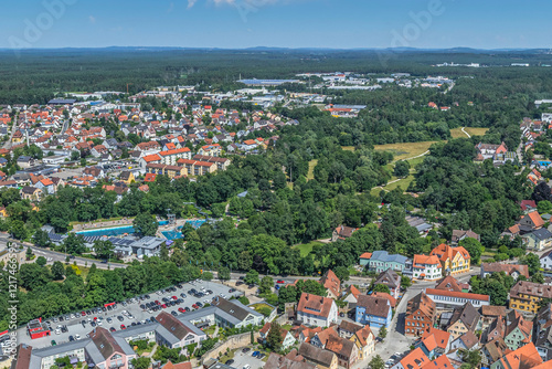 Ausblick auf Roth an der Rednitz im Fränkischen Seenland im Sommer photo