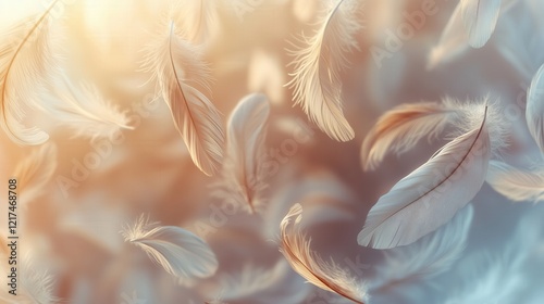 Wallpaper Mural Feathers floating gracefully airy atmosphere nature scene soft light Torontodigital.ca