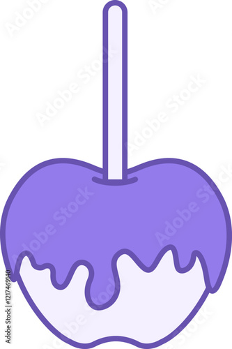 Colored Caramelized Apple Icon. Vector Icon. Festive Dessert, Delicious Food. Brazilian Carnival Concept