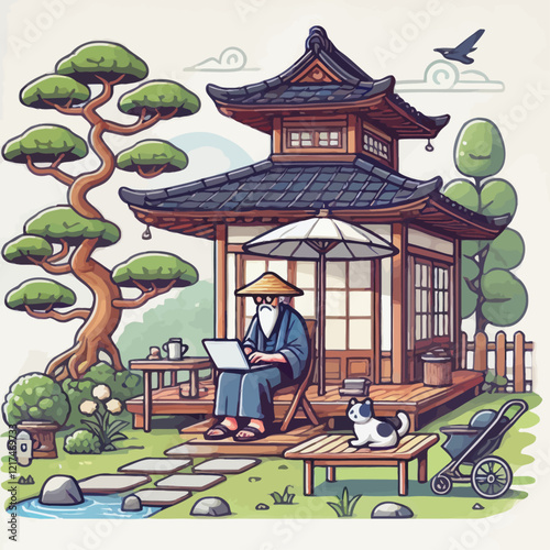 Chinese house in nature
