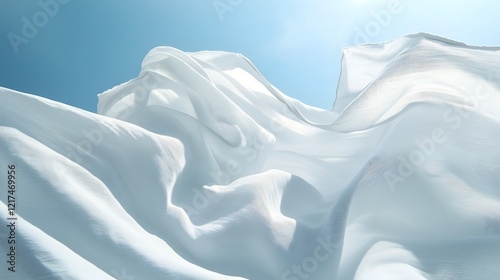 Flowing White Sheets Drying in the Gentle Wind on a Sunny Day photo