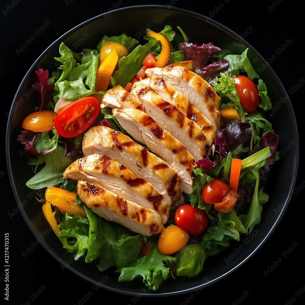 Gourmet Grilled Chicken Salad with Fresh Vegetables on a Plate Gourmet Grilled Chicken Salad with Fresh Vegetables on a Plate