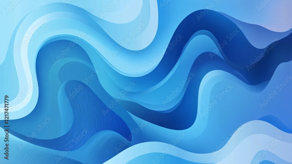 Obraz premium Abstract blue sea color gradient with soft flowing wave patterns, Abstract water ocean wave, blue, ice blue and aqua texture background.