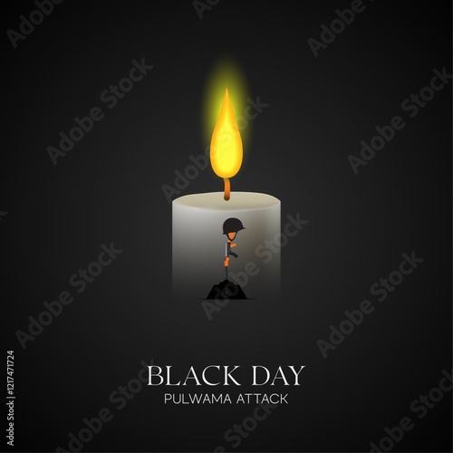 Black Day, Poster, Candle honoring. Pulwama attack