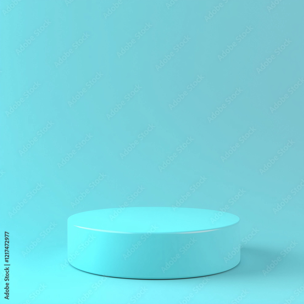 Turquoise podium for product presentation with monochrome design Turquoise podium for product presentation with monochrome design