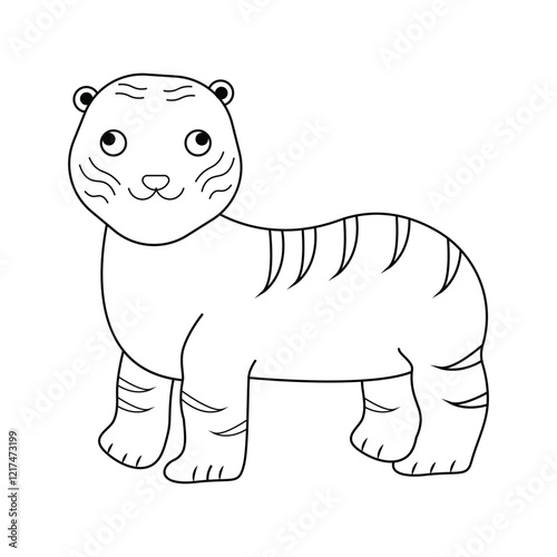 Tiger outline drawing for kids.