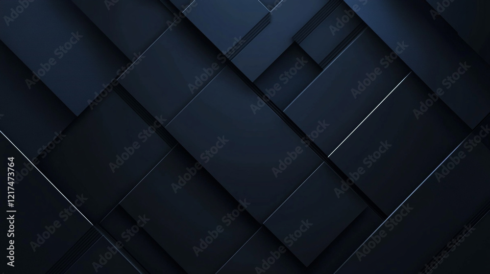 Fototapeta premium Black Abstract Geometric Illustration Background, Abstract Geometric Pattern of Dark Blue Rectangular Shapes