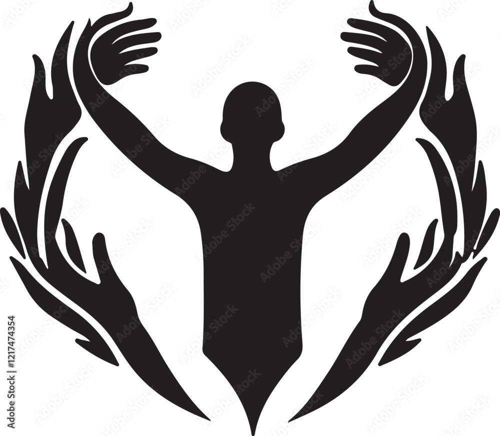 Naklejka premium silhouette of a person with a ball and silhouette of a person