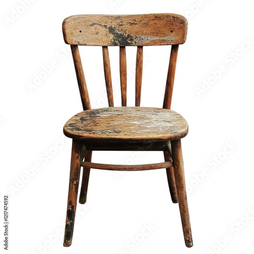 Chair old wooden wood white background isolated room empty vintage. Old wooden chair furniture interior back front design side modern stool object brown set kitchen rustic dining texture retro bench