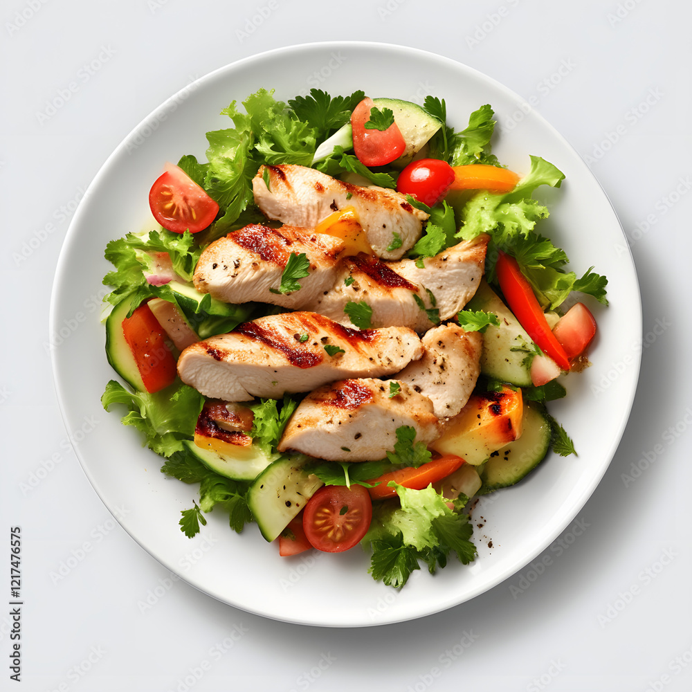 Fresh Healthy Salad with Tomatoes Lettuce and Cheese on a White Plate for Gourmet Dinner Fresh Healthy Salad with Tomatoes Lettuce and Cheese on a White Plate for Gourmet Dinner