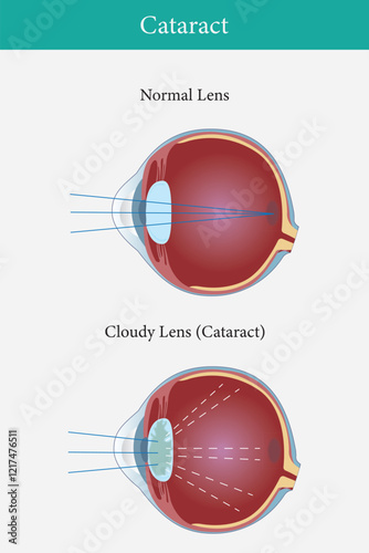 illustration of cataract in human eyes. eye vision disorder. vector illustration