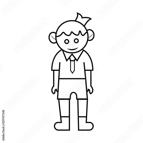Cute little school boy cartoon vector illustration.
