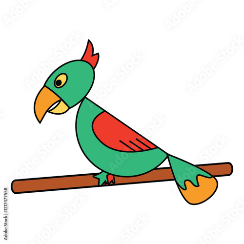 Colorful parrots isolated on white background. Vector illustration.