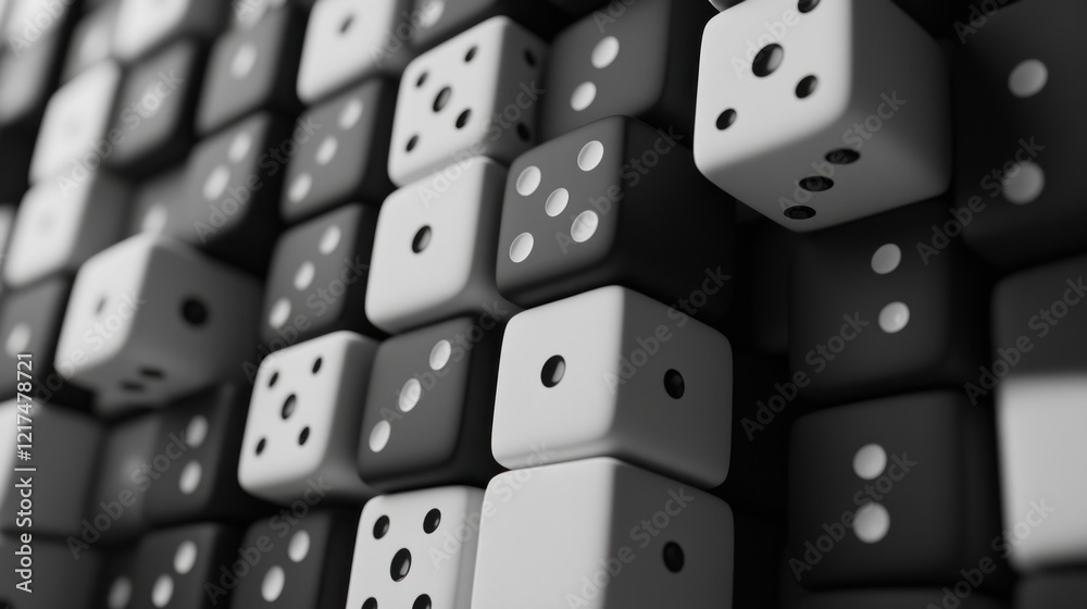 Abstract monochrome dice background.