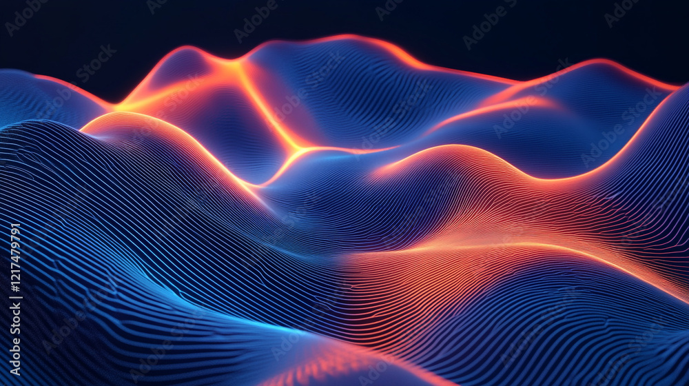 Fototapeta premium Radiating Neon Light Burst, futuristic flashes, Futuristic data landscape with sleek
