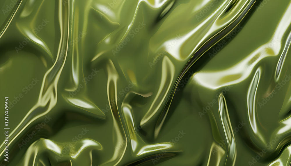 Naklejka premium Błyszcząca zielona tekstura w abstrakcyjnej kompozycji – futurystyczny efekt materiału.