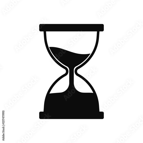 Black hourglass icon on white background