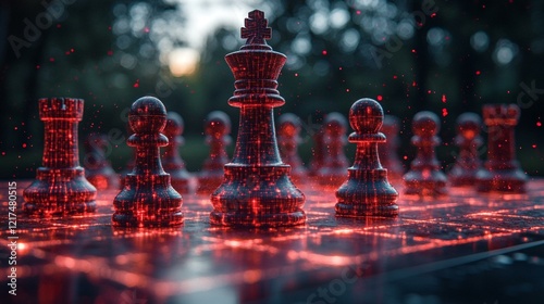 A digital chessboard where pieces represent different cyber threat actors 246